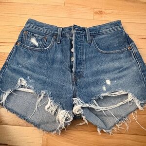 Levi's 501 Premium Distressed Denim Jean Shorts